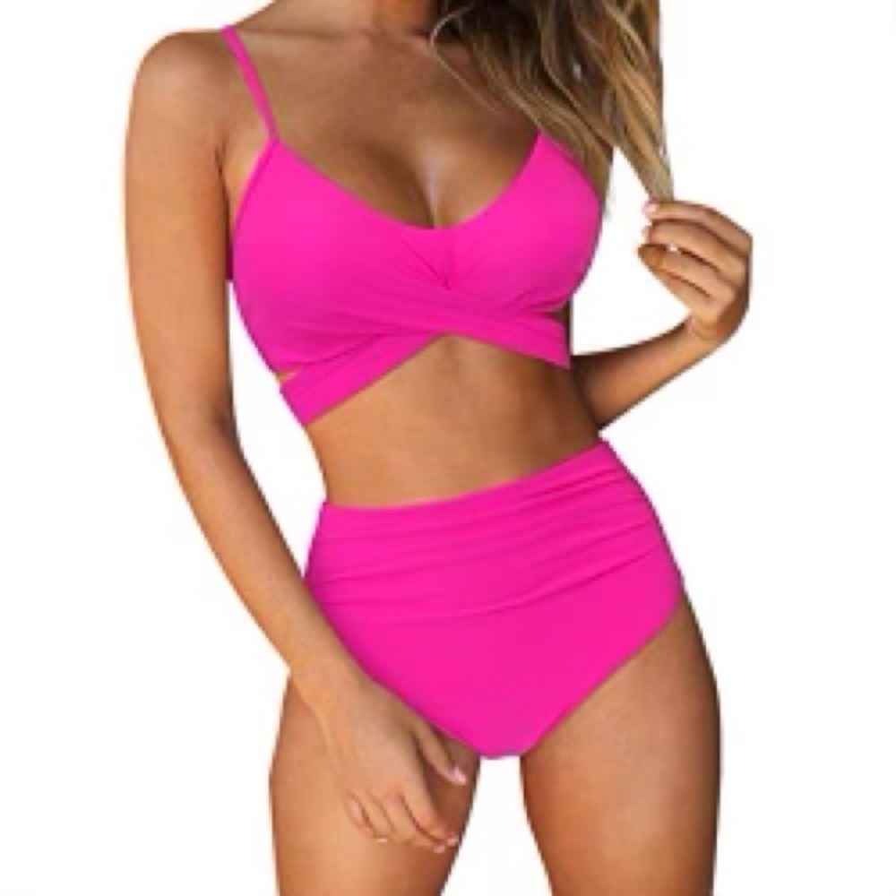 RUUHEE Women Criss Cross High Waisted 2 Piece Bathing Suits